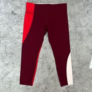 ATHLETA Leggings • Women’s XL • Maroon/Cherry Red/Cream Pattern